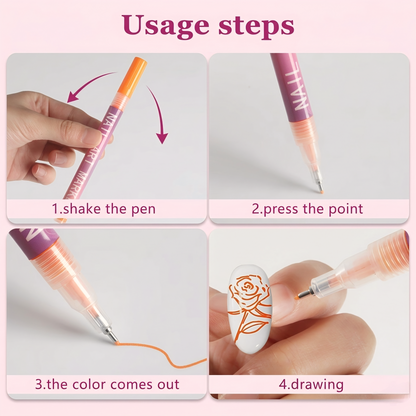 12 Color Nail Art Pen Set – Salon Nails at Home 💅