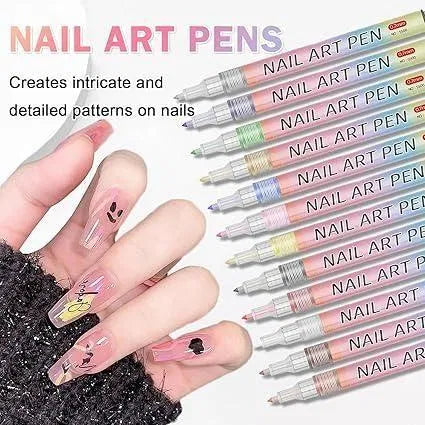 12 Color Nail Art Pen Set – Salon Nails at Home 💅