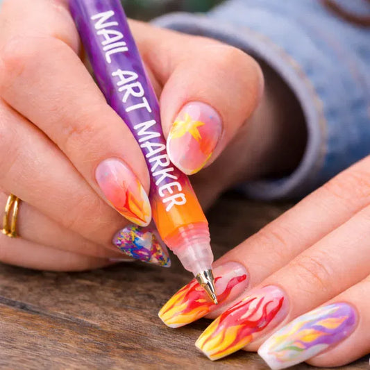 Doodle & Design Nail Markers – 12 Colors (No Mess, Quick Dry)