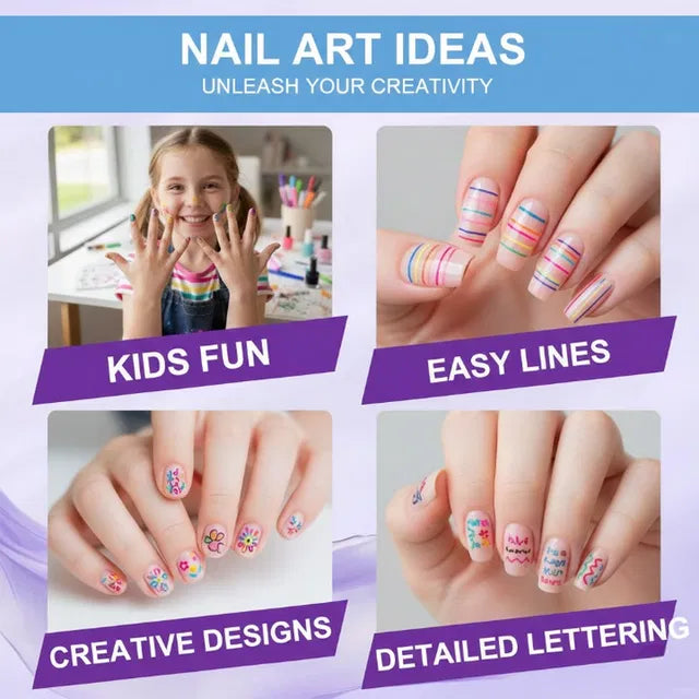 Doodle & Design Nail Markers – 12 Colors (No Mess, Quick Dry)
